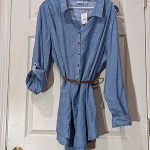 CATO belted denim tunic shirt 26/28